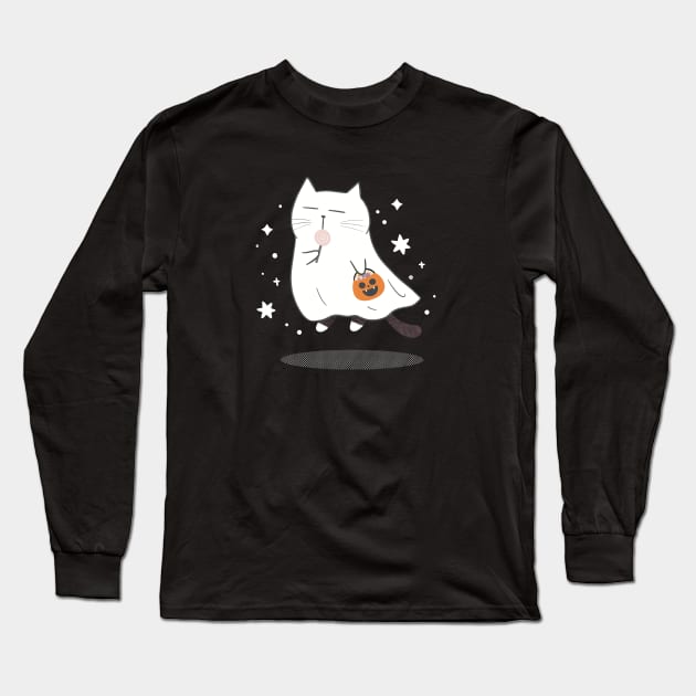 Ghost cat Long Sleeve T-Shirt by Moonaries illo